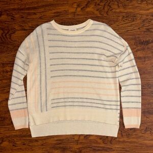 Charli 100% Cashmere Anthropologie Striped Cream Sweater Women’s XS Soft Pastel